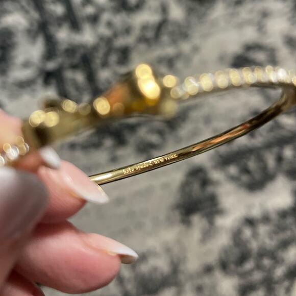 Kate Spade Hinged Embellished Bow Bangle Gold - Picture 5 of 6